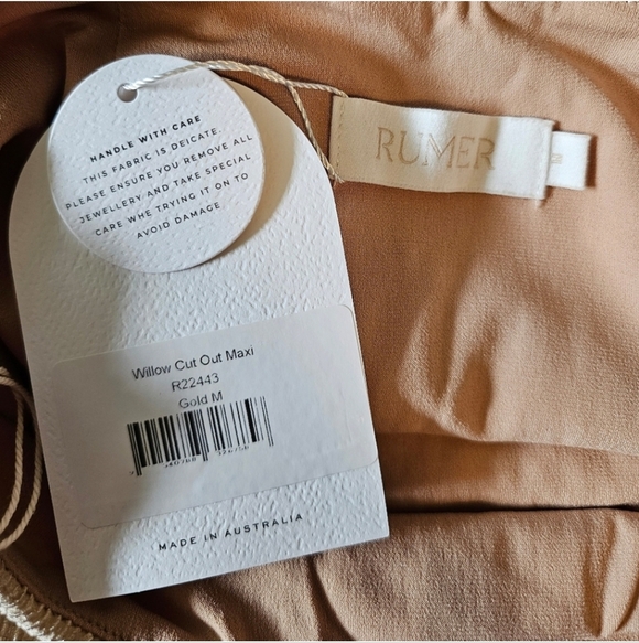 Rumer the Label Willow Cut Out Maxi Dress in Gold Sleeveless Halter Sheath - Picture 12 of 14